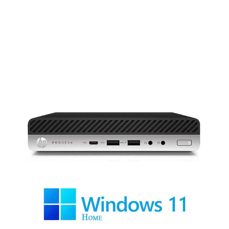 Mini PC HP ProDesk 600 G4, Quad Core i3-8100T, 16GB, 256GB SSD, Win 11 Home